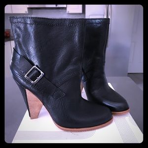 Black leather booties